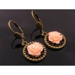 Pale Coral Flower Earrings