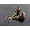Czech Glass Bead Earrings, Purple and Green