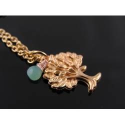 Rose Gold Necklace with Tree of Life Charm and Chrysoprase