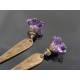Long Ornate Dangle Earrings with Purple Flowers