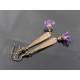 Long Ornate Dangle Earrings with Purple Flowers