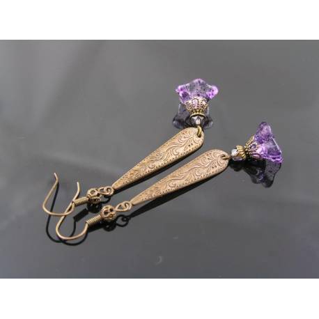 Purple flower on sale earrings