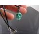 Green Skull on Black Leather Necklace