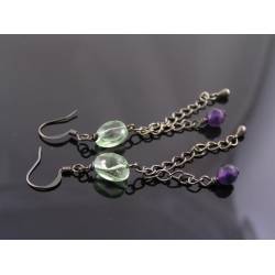 Fluorite and Amethyst Earrings