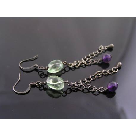 Fluorite and Amethyst Earrings