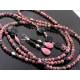 Rhodonite, Black Onyx and Lava Stone Lariat, Sterling Silver