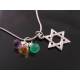 Star of David Necklace with Gemstones, Judaica Jewelry