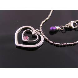 Pink Crystal Heart Pendant Necklace