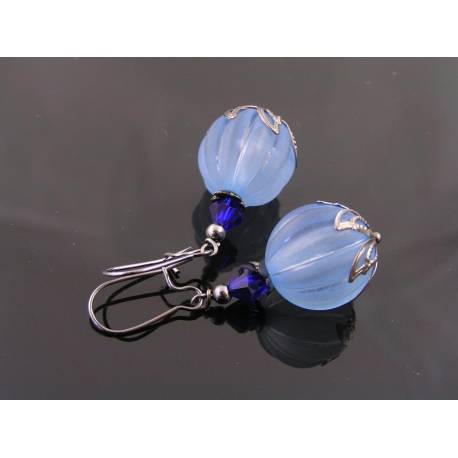 Large Blue Acrylic Sphere Earrings