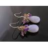 Natural Blue Chalcedony Earrings, Sterling Silver