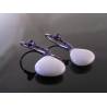White Jade and Purple Wire Wrapped Earrings