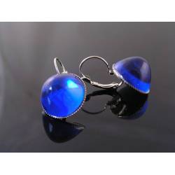 Larger Blue Cabochon Earrings