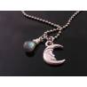 Crescent Moon Necklace with Labradorite
