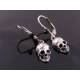 Skull Earrings, Wire Wrapped Leverback Ear Wires