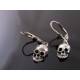 Skull Earrings, Wire Wrapped Leverback Ear Wires