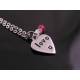 Love U - Hand Stamped Heart Necklace with Genuine Ruby Gemstone
