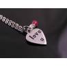 Love U - Hand Stamped Heart Necklace with Genuine Ruby Gemstone