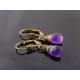 Wire Wrapped Purple Amethyst Earrings, February Birthstone
