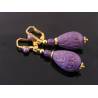 Wire Wrapped Ornate Purple Drop Earrings