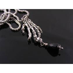 Skeleton Hand Necklace with Black Onyx