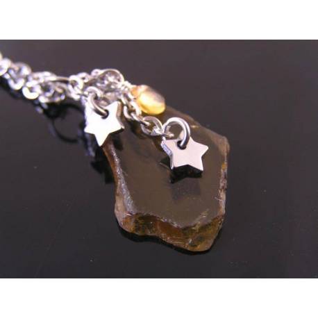 Beer Quartz, Citrine and Star Charm Necklace