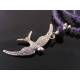 Silver Swallow Necklace, Purple Beads