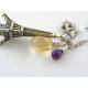 Eiffel Tower Necklace with Citrine and Amethyst