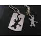 Matching Couple Necklace with Dragon, Lizard or Bird dog tag and Gemstones