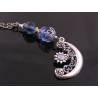 Crescent Moon and Blue Crystal Necklace