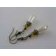 Lucite Pearl Earrings with Crystals