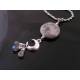 Crescent Moon, Grey Marble and Labradorite Necklace