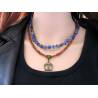 Vitruvian Man Necklace with Sodalite and Hessonite Garnet