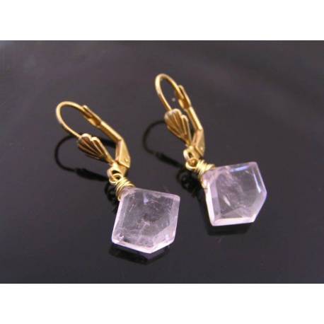 Pink Amethyst Fancy Cut Gemstone Earrings