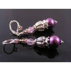 Ornate Purple Pearl Earrings