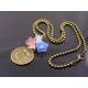 Tree Pendant Necklace with Czech Glass Flowers
