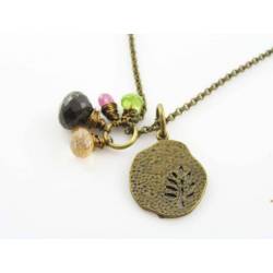 Tree Necklace, Tree of Life Necklace with Pink Sapphire, Smokey Quartz, Citrine and Peridot
