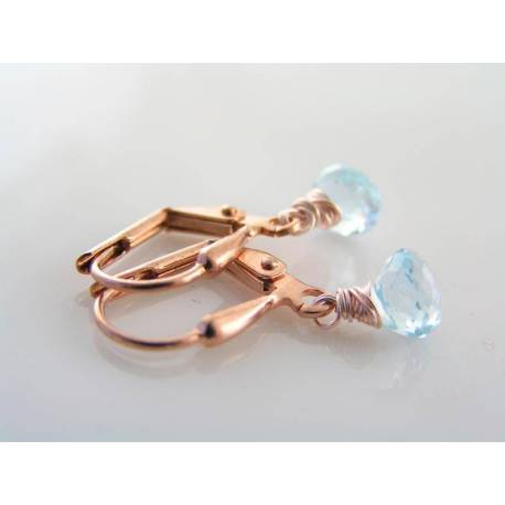 Blue Topaz Earrings, Rose Gold