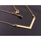 Gold Bar Necklace, Garnet or Birthstone