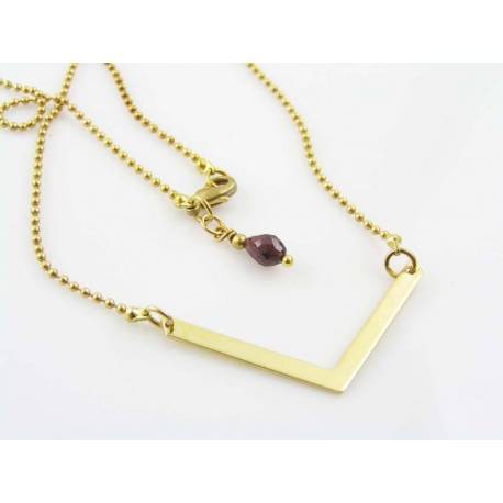 Gold Bar Necklace, Garnet or Birthstone