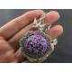 Story Necklace with Purple Flower Pendant and Bird Charm