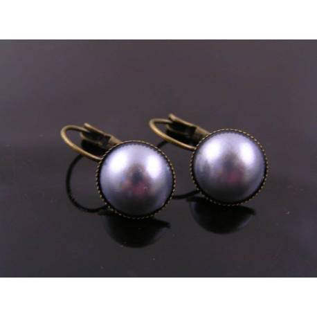 Grey Pearl Sleeper Earrings