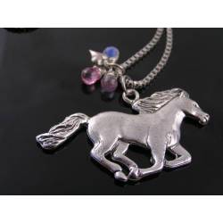 Horse Necklace, Cubic Zirconia and Heart Charm