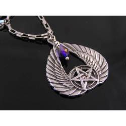 Winged Pentagram Crystal Necklace