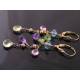 Blue Topaz, Pink Topaz, Lemon Quartz, Amethyst and Peridot Gold Earrings