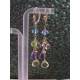 Blue Topaz, Pink Topaz, Lemon Quartz, Amethyst and Peridot Gold Earrings