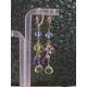 Blue Topaz, Pink Topaz, Lemon Quartz, Amethyst and Peridot Gold Earrings