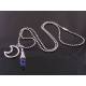 Crescent Moon Silhouette with Blue Crystal Drop