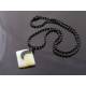 Black Moon Necklace with Green Moonstone