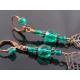 Copper Leaf Earrings with Green Czech Glass Beads