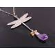 Dragonfly Necklace with Amethyst Drop